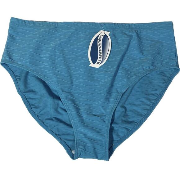 Liquid Assets Bikini Bottom Womens Size 18 Blue Textured Swim Full Coverage NEW - Picture 1 of 10